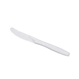 Karat U2011W 6.2" PP Medium-Heavy Weight Disposable Knife, White (Pack of 1000)