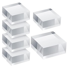 CASTEMYZID 6 Pieces Acrylic Square Display Block, Clear Polished Cube Jewelry Stand Ring Showcase Holder Base (1*1*1 in)