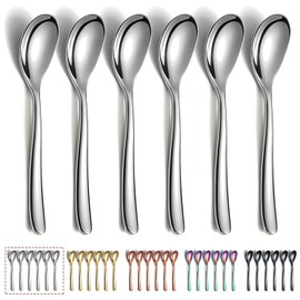 Teaspoons 6 Pieces, Kyraton 14cm Stainless Steel Coffee Spoons Espresso Spoons, Dessert Spoons Tea Spoons, Small Mini Spoons Set for Parties, Dishwasher Safe