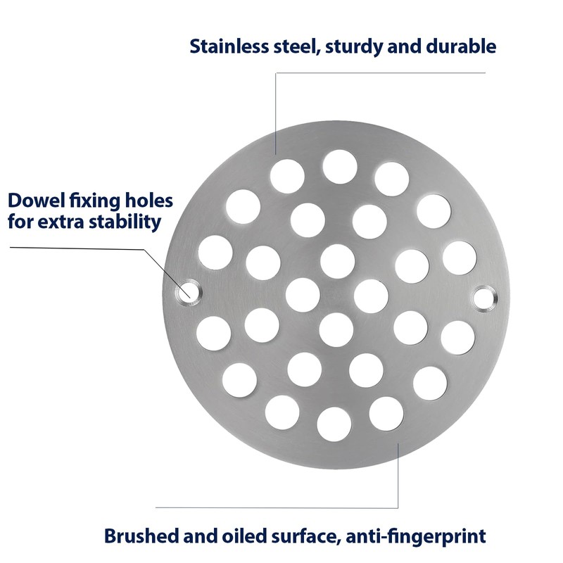 4 Inch Shower Drain Cover,Round Screw-in Floor Drain Cover,Easy-to-Install Replacement