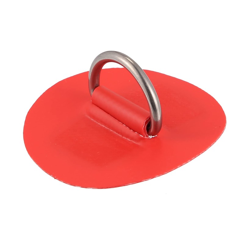 X AUTOHAUX 6pcs 6cm Red D Ring Patch PVC Stainless