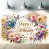 Floral Birthday Backdrop for Girls Spring Butterfly Happy Birthday Photography