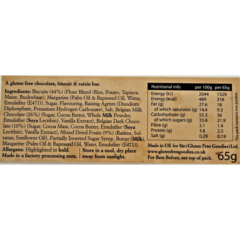 Sin Gluten Free Tiffin Bar 65g x 8