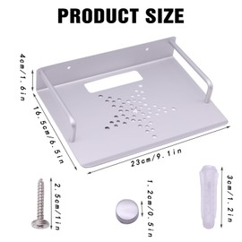 inki Router Shelf, Wall Mount Repeater Rack, Small Projector Wall Shelf, Router Tray, TV Box Holder, Multimedia Shelf, Projector Mount Wall, Strong Aluminium Alloy, Silver, 23 x 16 cm