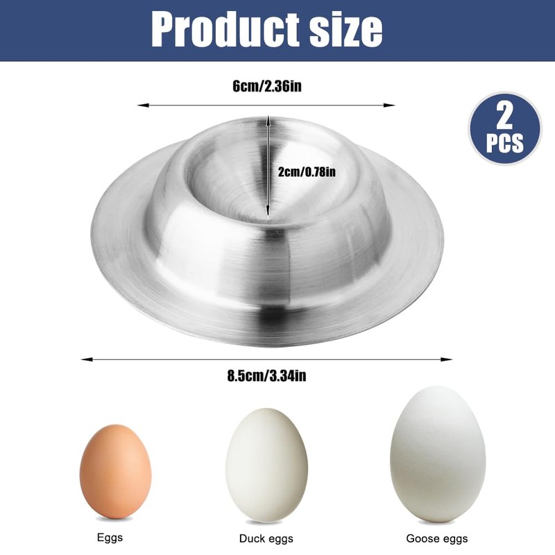 Boiled Egg Holder Egg Cups 2 Pieces, Metal Egg Cup