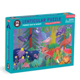 Mudpuppy Forest Day & Night 75 Piece Lenticular Puzzle from Mudpuppy, Colorful Forest Illustrations, Exciting and Innovative Puzzle Format for Children Ages 5+, Makes a Great Gift!