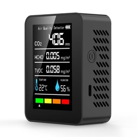 Formaldehyde Detector TVOC Sensor CO2 PM2.5 Temperature Humidity Air Quality Tester 5 in 1 Black
