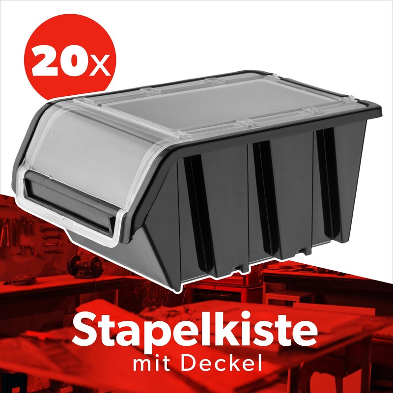 KADAX Stacking Box with Lid, Storage Box Made of PP