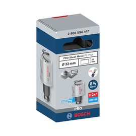 Bosch 1 x Pro Sheet Metal Power Change Plus Hole Saw (for Stainless Steel Sheets, Steel Sheets, Diameter 32 mm, Professional Accessories Drill/Screwdriver)