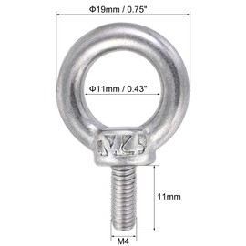 TA-VIGOR 6Pcs M4 x 11mm Lifting Long Eye Bolt, 304 Stainless Steel Wall Expansion Anchor Bolts, Masonry Concrete Screws Shoulder Eyebolt Lifting Ring with Nuts Washers for Hanging Hammock Article