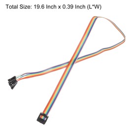 MECCANIXITY 1 Pcs IDC Rainbow Wire Flat Ribbon Cable FC-Female to 8P 19.6 Inch Length 2.54mm Pitch Breadboard Jumper Wires for Electronic Projects