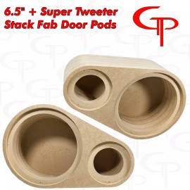 GP Car Audio Flush Mount 6.5 inch + Super Tweeter Stack Fab Door Pods enclosure 1 pair rings