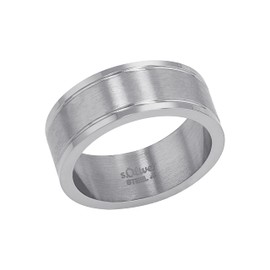 s.Oliver Stainless Steel Men's Ring, Silver, Comes in Jewellery Gift Box, Stainless Steel, No Gemstone