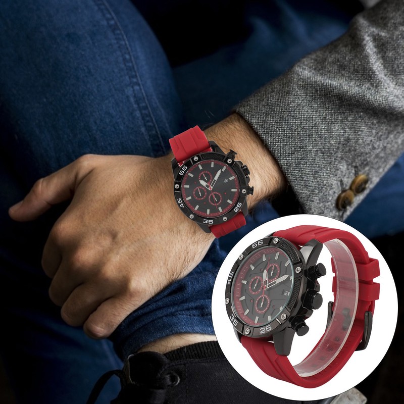Waterproof Chronograph Watch Fashion Casual Mechanical Silicone Calendar Business Watch