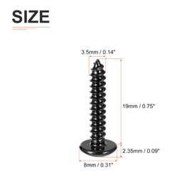 DTGN #6x3/4 Sheet Metal Screws - 100 Pack - for Wood, Furniture - 304 Stainless Steel Phillips Truss Head Self Tapping Tip Wood Screws - Black