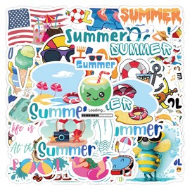 50 Packs Pool Party Stickers Water Bottles Laptop Phone Motorcycle Computer Guitar Skateboard Hydroflasks Pool Party Vinyl Sticker Waterproof Aesthetic Trendy Decals for Teens Girls Adults