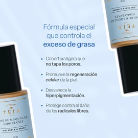 TEIA cosméticos, Maquillaje para piel grasa mixta de ingredientes naturales - 30 gr tono medio bronceado