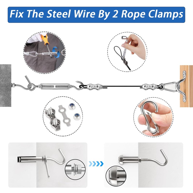 Toyeah 1/16" Wire Rope Kit with 300FT Vinyl Coated 304