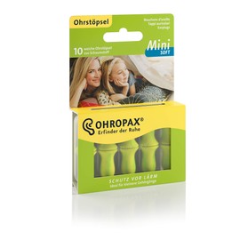 Ohropax MINI SOFT - anatomically shaped in-ear earplugs for the small ear canal and for children - made of foam - for relaxing, sleeping and listening to music - 5 x 10 pieces