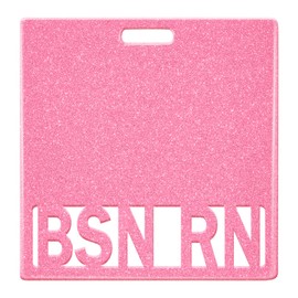 Plifal BSN RN Badge Buddy Card Holder - Pink Bachelor of Science in Nursing Accessories Glitter Horizontal Double Sided ID Name Tag for Hospital Medical Staff Work