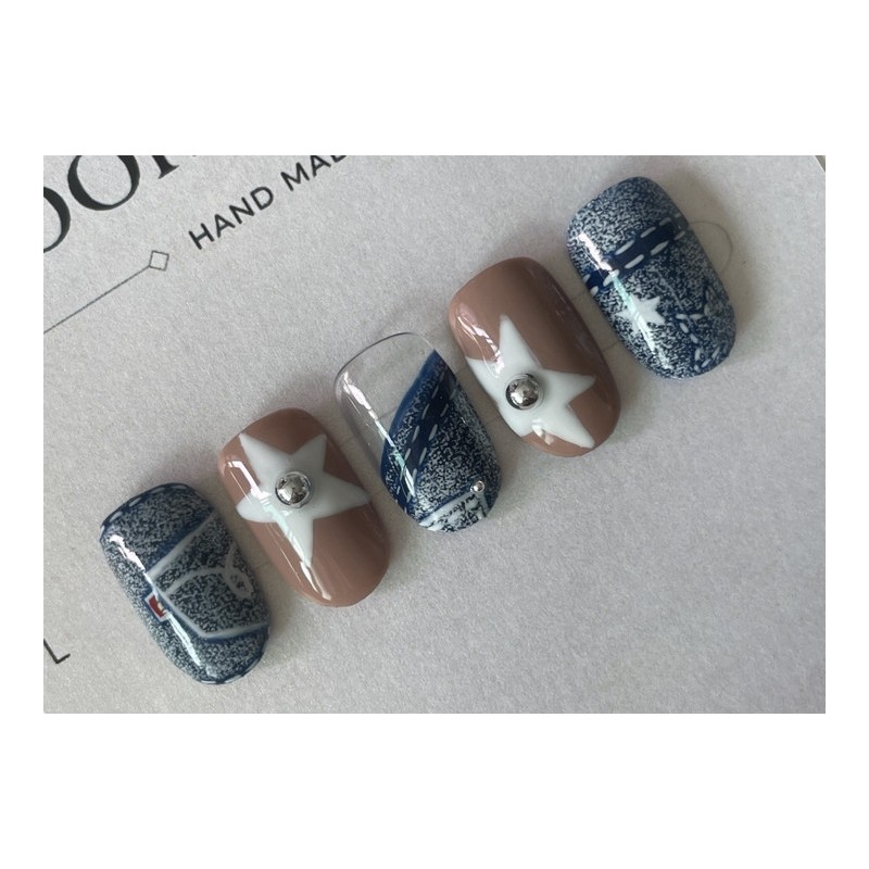 ⭐️ [Vintage Denim Star Nail] ⭐️ - Stiletto / ⭐️