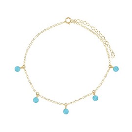 Larimar Bead Drop Anklet in 14k Gold Fill