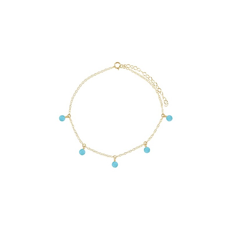 Larimar Bead Drop Anklet in 14k Gold Fill