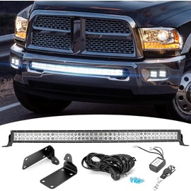Dasen 42 Inch Curved LED Light Bar & Hidden Front Bumper Mount Bracket w/Wiring Harness Compatible with Dodge Ram 2500 2010-2019, Fit Ram 3500 2010-2019