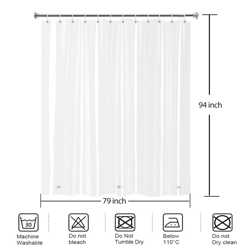 YISURE Extra Long Extra Wide Shower Curtain Liner 200x240cm, PEVA