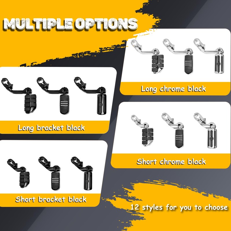 Sresk 1-1/4 in Highway Footpegs Long Angled Adjustable Highway Pegs