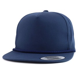 Trendy Apparel Shop Gorra de golf clásica de 5 paneles Flatbill Snapback, Azul marino/flor y brillo, Talla única