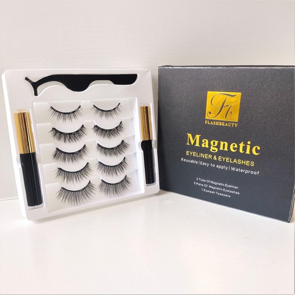 10PCS Magnetic Eyelashes with Eyeliner, False Eyelashes with Applicator,Reusable Magnet