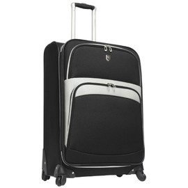 Beverly Hills Country Club Softside Expandable Spinner Luggage, Black, Checked-Medium 24-Inch