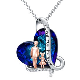 AOBOCO Daughter Necklace from Dad Sterling Silver Engraved I Love You Forever Daughter Birthday Jewelry Gifts from Dad and Mom