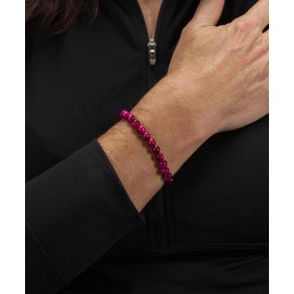 Cherry Tree Collection Gemstone Beaded Stretch Bracelet 6mm Round Beads | Large - 7.5" (Pink Tiger's Eye)