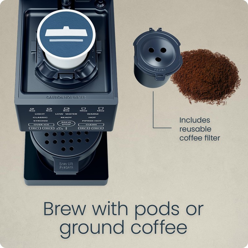 Chefman Caffeinator Single Serve Coffee Maker, K-Cup & Grounds, Programmable