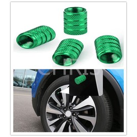CHRIS 4x Aluminum Piston Tire/Rim Valve/Wheel Air Port Dust Cover Stem Cap/Caps Green