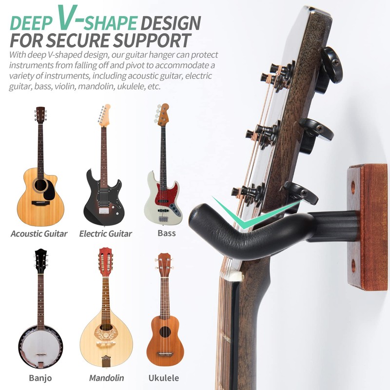 WOGOD Guitar Wall Mount - Hanger Holder for Acoustic Electric