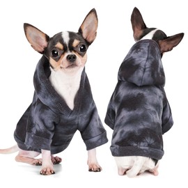 ZIAGAOP Sudadera con capucha para perro con efecto tie-dye vibrante y práctico orificio para correa: sudadera elegante y acogedora para perros pequeños, medianos y grandes, perfecta para paseos, salid