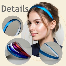 Blue Headband for Women Girls Thin Headband Satin Hairbands Cute Head Bands Non Slip Blue Headpiece Hair Accessories