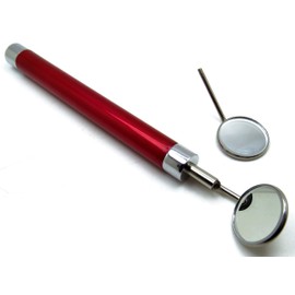 10× Dental Mirror Red Handle with Bright Light Removable Mirrors #4 & #5 Examination Instruments