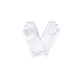 Flora Satin Flower Girl Bridesmaid/Child Christening/Holy Communion Fingered Glove, Wrist Length (L(Age 8-12), WHITE)
