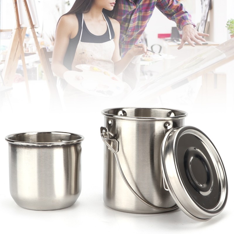 Brush Washing Bucket Stainless Steel Material Easy Carry Painting Supply