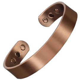 Wide Copper Magnetic Bracelet Men Pure Copper Bangle Cuff 6 Neodymium Magnets Adjustable-CB (L: Wrist 19.5–22cm/7.7–8.6”)