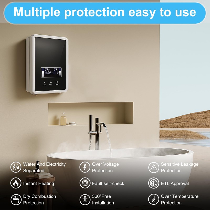 KVNTOOLS Electric Tankless Water Heater (white, 5.5kw)