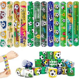 Pack of 12 snap bracelets for children, football snap bracelets, party bags, children's birthday party favours, football bracelets for children, sports party bags, for children's birthday parties