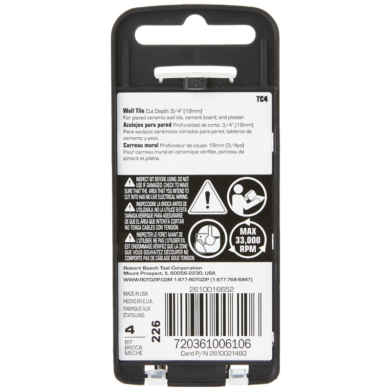 Roto Zip TC4 1/8-Inch Tile-Cutting Carbide Zip Bits, 4-Pack, Silver