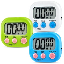 3 Pezzi Timer da Cucina Digitale con 3 Colori, Timer per Uova Magnetico Orologio Digitale per Conto Alla Rovescia con Timer Allarme Grande Display LCD per Cucinare e Studiare