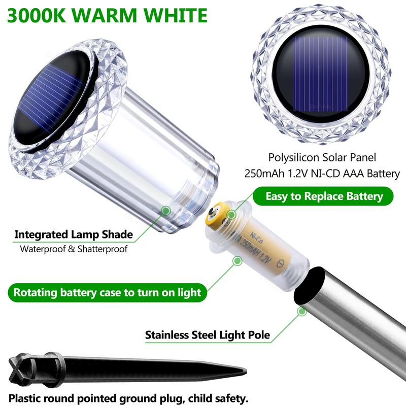 DenicMic Solar Lights Outdoor 10 Pack Waterproof Christmas Lights Outdoor