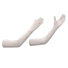 Uroi Long Gloves, Easy to See Watches and Smart Watches, UV Protection, Arm Cover, UPF 50+, Women's, Cool to Touch, Long Length, Summer, UV Protection, Sports, Arm Cover, white